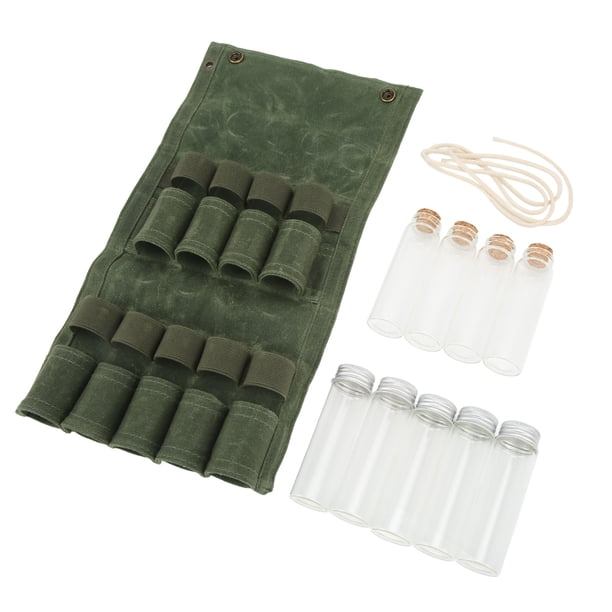 Bolsa de almacenamiento de condimentos, liviana de alta capacidad, 9 tarros de especias, bolsa de almacenamiento de botellas de condimentos para acampar con 2 agujeros de cuerda ANGGREK GE2718