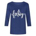 thumbnail image 4 of Mujeres Tres Cuartos de Manga Tops Día de la Mujer Impreso Cuello Redondo Blusa Suelta, Suéter de Manga Casual 3/4 para el Uso de Primavera Y Verano, 4 of 5