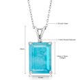 thumbnail image 3 of Gem Stone King 925 Silver Green Turquoise and White Lab Grown Diamond Pendant Necklace for Women (5.02 Cttw, Gemstone Birthstone, Emerald Cut 14X10MM, with 18 inch Silver Chain), 3 of 4