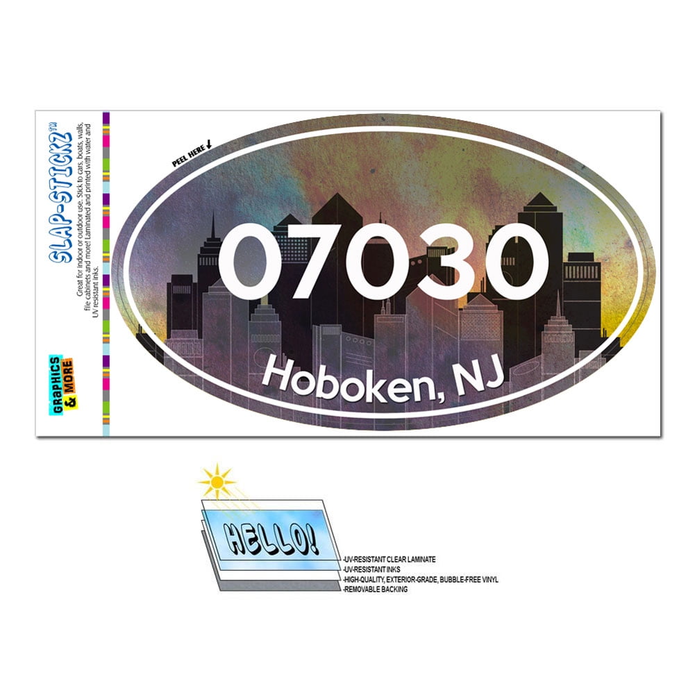 07030 Hoboken, NJ City Oval Zip Code Sticker