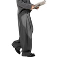 thumbnail image 5 of CONZONE Men's Baggy Suit Pants Wide Leg Dress Pants for Men Trendy Buttons Solid Color Soft Formal Business Trousers With Pocket, 5 of 9