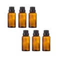 thumbnail image 1 of 6 botellas de aceite esencial de vidrio ámbar con reductor de orificio y tapa negra, contenedor de almacenamiento de aromaterapia para perfume cosmético vacío, frascos, tamaño recargable portátil, 30M, 1 of 1