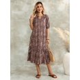 thumbnail image 6 of Womens Multicolor Casual Boho Print Midi Dress, 6 of 8