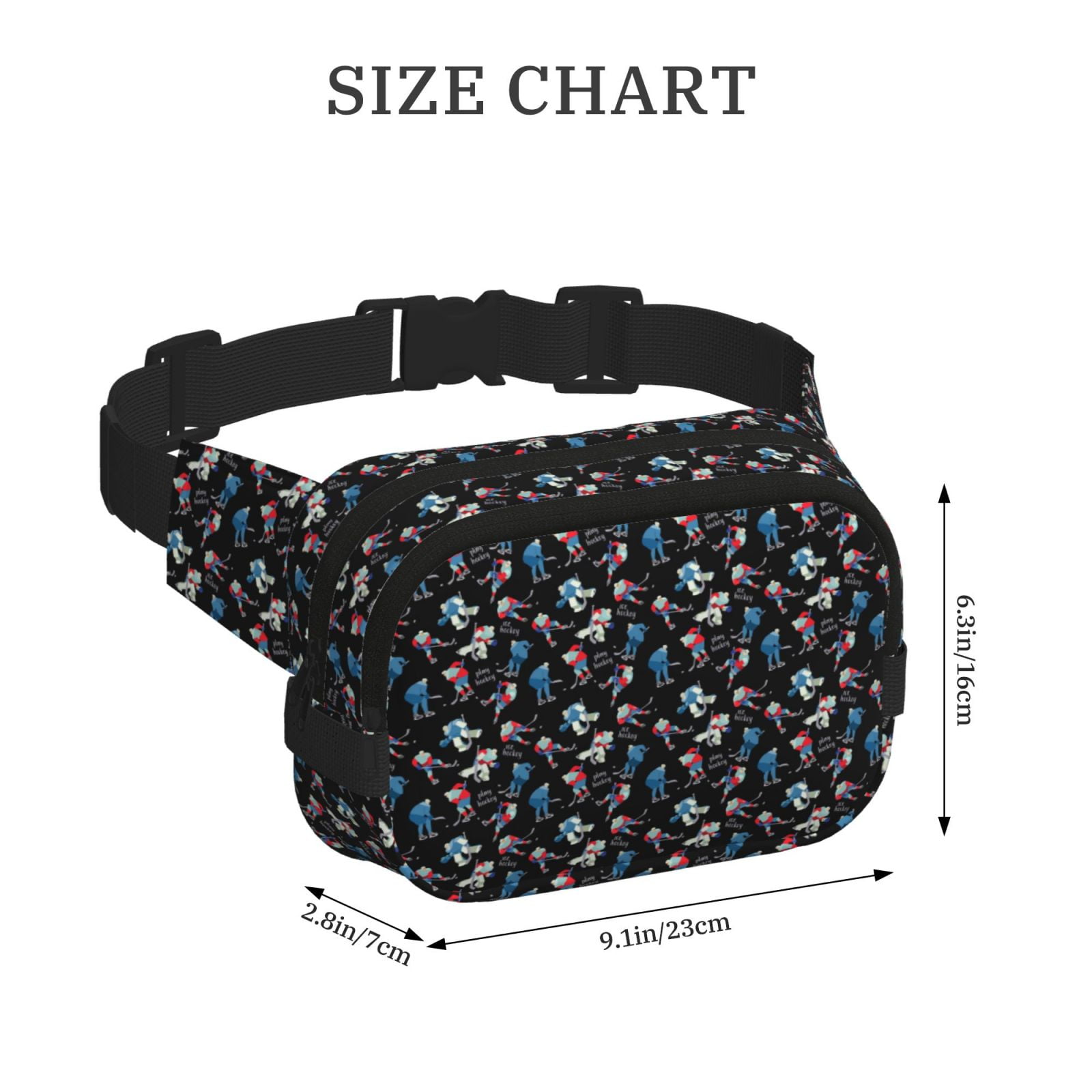Fuzoiu Play Hockey Print Unisex Square Double Layer Waist Bag,Crossbody Fanny Pack Travel Workout Accessory