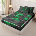 thumbnail image 2 of Erosebridal Pixel Check Print Zipper Queen Comforter Set with Fitted Sheet and 2 Pillowcases,Modern Geometric Game Zipper Bedding Set For Boys,Gamepad Reversible,4-Piece, 2 of 7