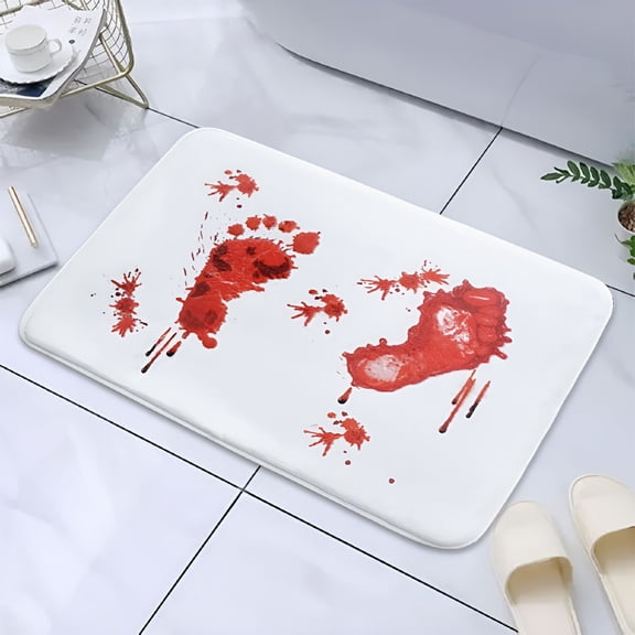 RLESO 2026 New Halloween Horror Blood Stained Carpet in Bathroom,Bedroom and Living Room,Bedside Mat,Door Mat,Bathroom Absorbent Non-Slip Mat (15.7X23.6")