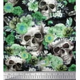 thumbnail image 1 of Soimoi Rayon Crepe Fabric Skull,Rose & Anemone Flower Print Sewing Fabric Yard 46 Inch Wide, 1 of 1