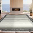 thumbnail image 2 of Design&I 5'x7' Washable Area Rug Striped Classic Checkered Border With Center Band Arrangement for Small Living Room, Bedroom, Sleek Flatweave Pet Friendly & Non-Slip, 2 of 7