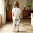 thumbnail image 6 of Mifsaly Toddler Girls Girls Harem Pants Kids Floral Print Elastic Waist Lightweight Lounge Boho Long Pants, 6 of 6