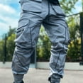 thumbnail image 4 of lkfuzj Mens Casual Sweatpants - Elastic Waist Drawstring Cargo Pants - Hiking Outdoor Reflect Light Sports Trousers With Multiple Pockets Gray, 4 of 8