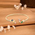 thumbnail image 6 of 1Pcs Brass Cubic Zirconia Leaf Cuff Bangles Open Bangle for Women Jewelry Gifts Inner Diameter: 2-1/2 inch(6.5cm) Colorful, 6 of 6