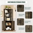 thumbnail image 5 of VKCC 68.1" Farmhouse Corner Cabinet with LED & Charging Station, Storage Cabinet for Living Room Bathroom, Rustic Brown, 5 of 8