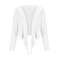 thumbnail image 5 of Women's Solid Color Front Wrap Crop Cardigan Sweater Tops Long Sleeve Loose Fit Yoga Cover Up Comfortable Casual Loungewear Travel Essential Fashion Gift for Women | Aestivo,White L, 5 of 9
