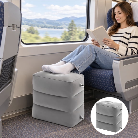 ShundaCat Adult Travel Pillow, Inflatable Cushion, Gray