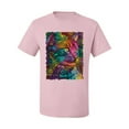 thumbnail image 3 of Colorful Cat Portrait | Cat Lover Owner | Dean Russo Art Animal Lover Men's T-Shirt, Light Pink, M, 3 of 5