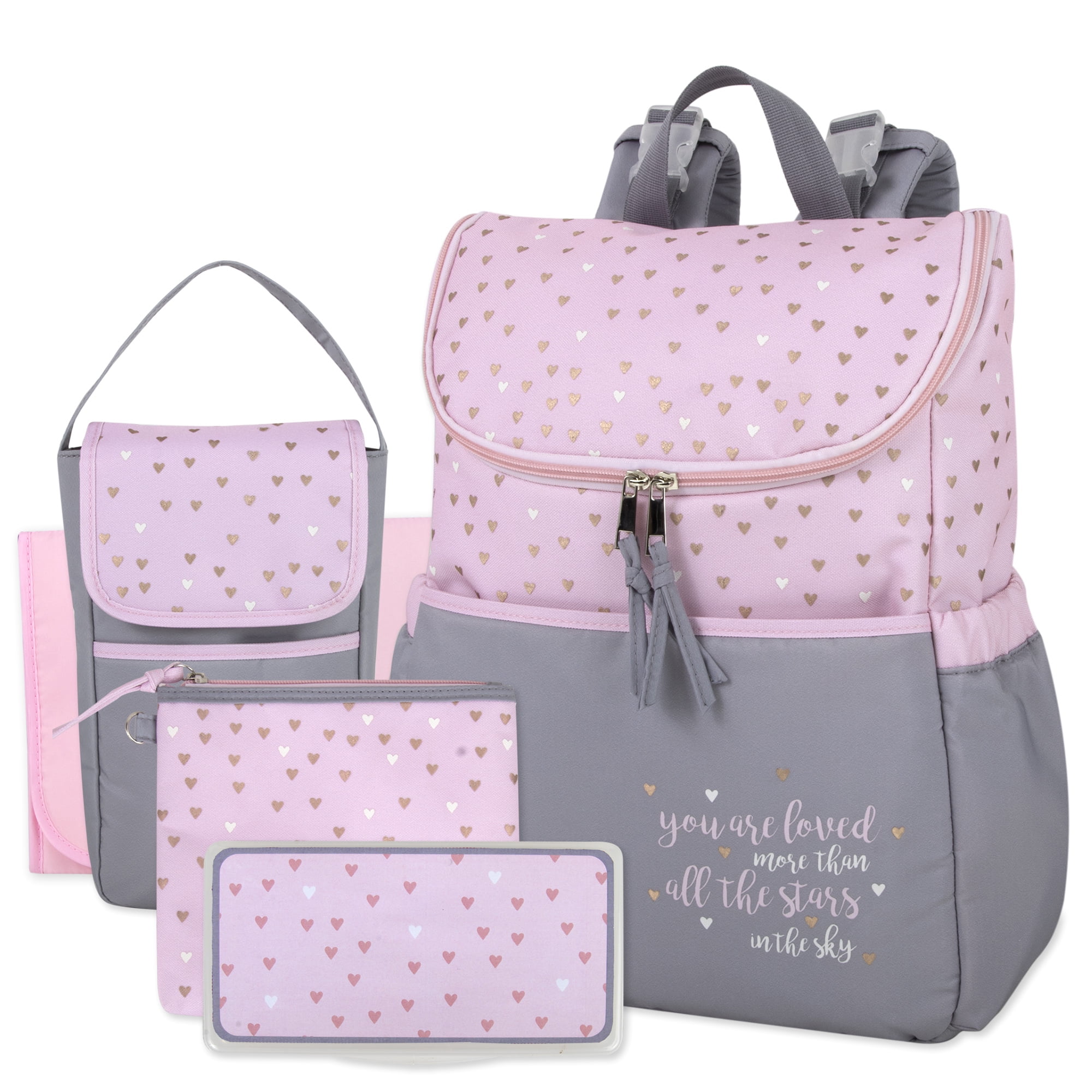 Baby Changing Mat Bag Polka Dot Purple Pink Satchel Nappy Gift Present NEW Mum 