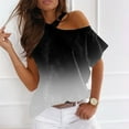 thumbnail image 2 of USSUMA Womens Blouses Tops Dressy Sexy Tie-Dye Gradient Tops for Women Casual Summer Off the shoulder Plus Size Tunic Women's Short Sleeve Ombre Cold Shoulder T-Shirts Trendy, 2 of 5