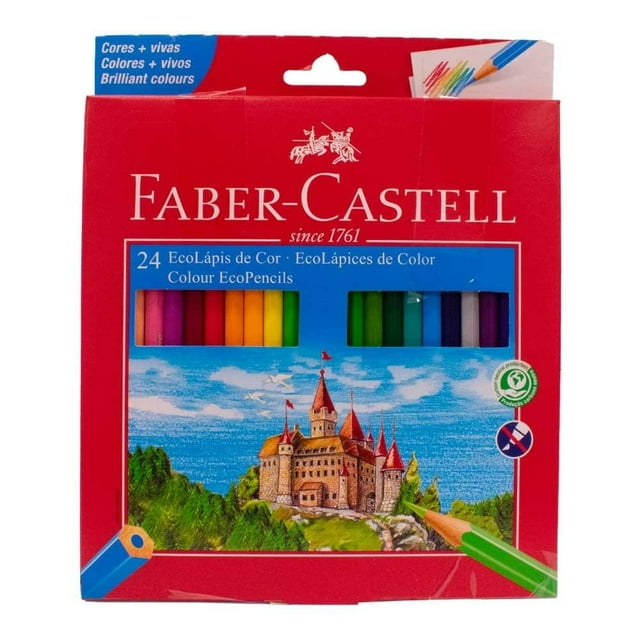 Lápices de Colores Faber-Castell de Madera Diseño Exagonal 24 Piezas