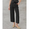 thumbnail image 3 of Amazhiyu Women's Linen Crop Pants Wide Leg Straight Pleated Front Ankle Trouser, 3 of 8