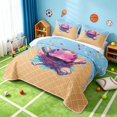thumbnail image 3 of Manfei Kawaii Baseball Twin Quilt Set, Ice Cream Drip Twin Coverlet Set, Sky Blue Hot Pink Tan, Polka Dots Reversible 2 Pieces, 1 Bedspread and 1 Pillowcase, 3 of 7