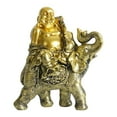 thumbnail image 1 of Abbracc Laughing Buddha Riding AN Elephant Statue Classical Decorative for Tabletop, 1 of 9