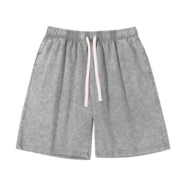 AherBiu Women Shorts Summer Casual High Waisted Drawstring Wide Leg Loose Solid Color Knee Length Shorts