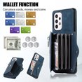 thumbnail image 3 of RFID BLOCKING Wallet Case for Samsung Galaxy A32 5G with Card Holder, Zipper Pocket Kickstand Function Shockproof Purse Phone Cover with Removable Shoulder Strap & Wrist Strap, Blue, 3 of 10