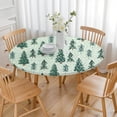thumbnail image 3 of Light Green Christmas Tree and Snow Pattern Round Fitted Tablecloth with Elastic Edge,Dining Table Cover Waterproof,Outdoor Round Tablecloth for Camping,Dining,Indoor and Outdoor, 3 of 7
