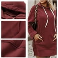 thumbnail image 4 of The Warmy Oversized Hoodie Dress Women， First Ones Casual Drawstring Pullover Long Sleeve Split Hem with Kangaroo Pocket, 4 of 8