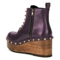 thumbnail image 3 of YDN Women's Round Toe Side Zip Ankle Boots Studded Wedge Mid Heels Lace Up Platform Booties Work Daily Event Shoes Size 7 Purple, 3 of 4