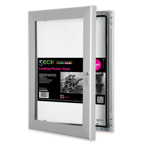 SECO Lockable Indoor/Outdoor Poster Frame Case, Silver, 30 x 40"
