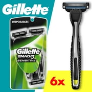Gillette Mach 3 Sensitive Men 3 Blade Disposable Razor,6 count