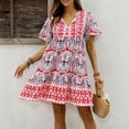thumbnail image 2 of Scacto Women Summer Dresses Short Sleeves V-Neck Ruffle Floral Flowy Boho Dress Mini Short Beach Vacation Sundress, 2 of 6