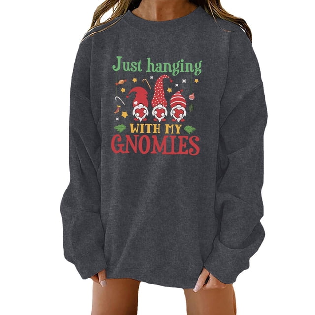 TopLLC Chandails de Noël Laids Mode Femmes Décontracté Imprimé de Noël Col Rond Manches Longues Hauts Blouse en Liquidation
