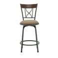 thumbnail image 3 of Weston Home Shapel Curve X-Back with Brown Wood Trim Adjustable Swivel Bar Stools, Sheen Black (Set of 3), 3 of 9