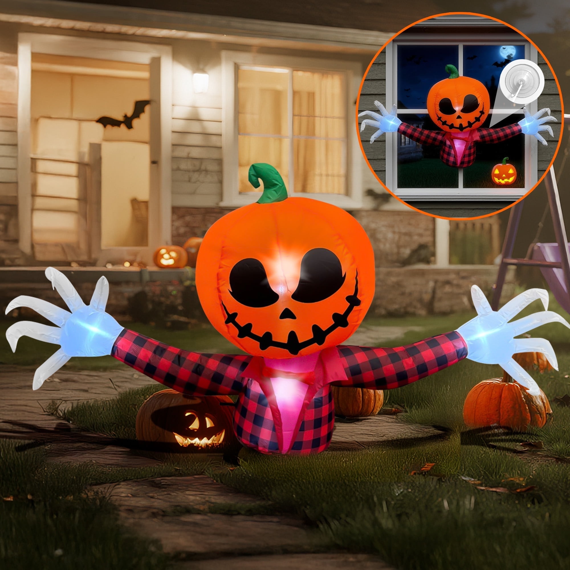BeePrincess 5 Ft Halloween Inflatable Pumpkin Head Ghost