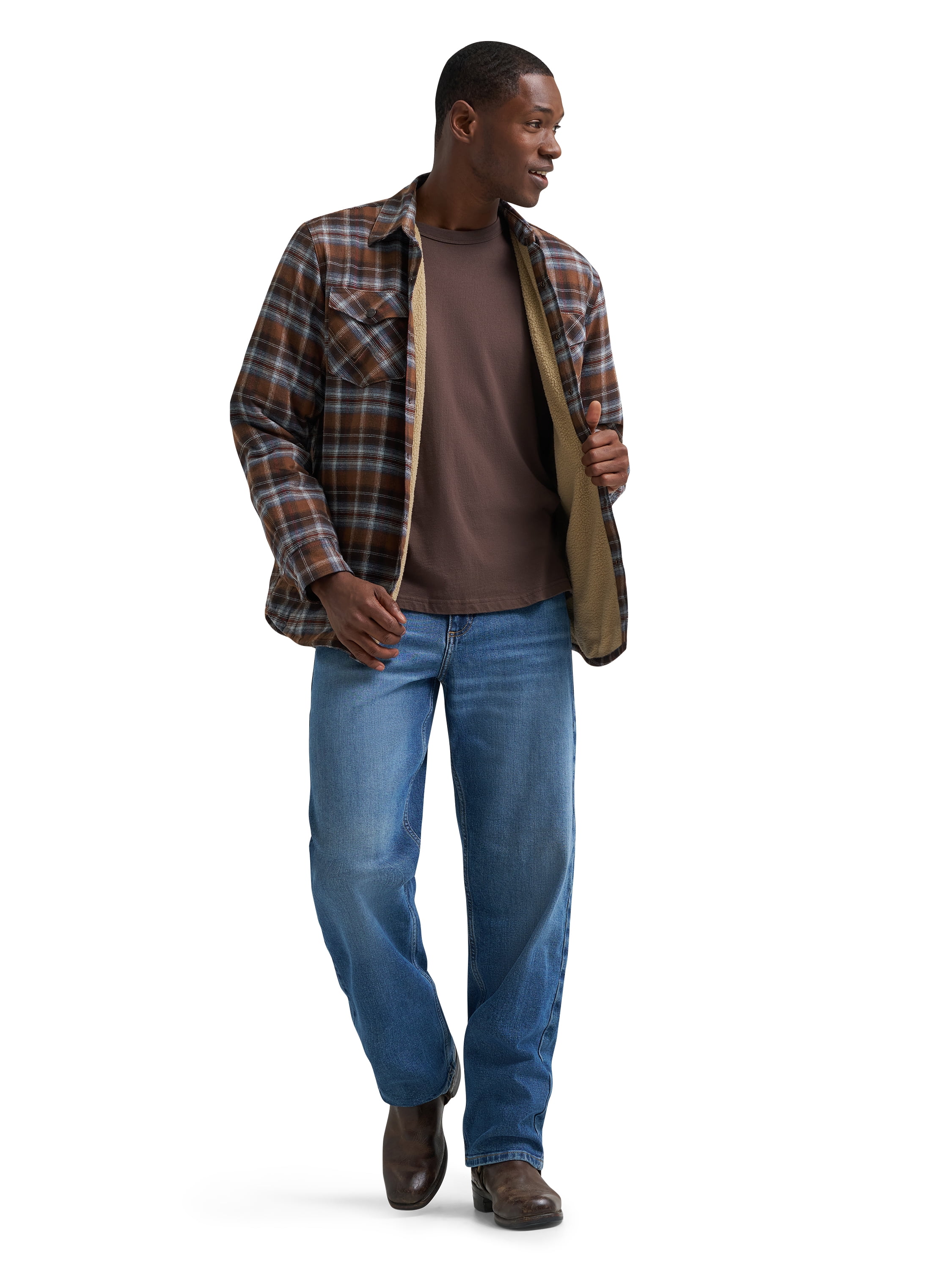 Wrangler® Men's and Big Men's Sherpa Lined Relaxed Fit Heavyweight Shirt Jacket, Sizes S-2XL