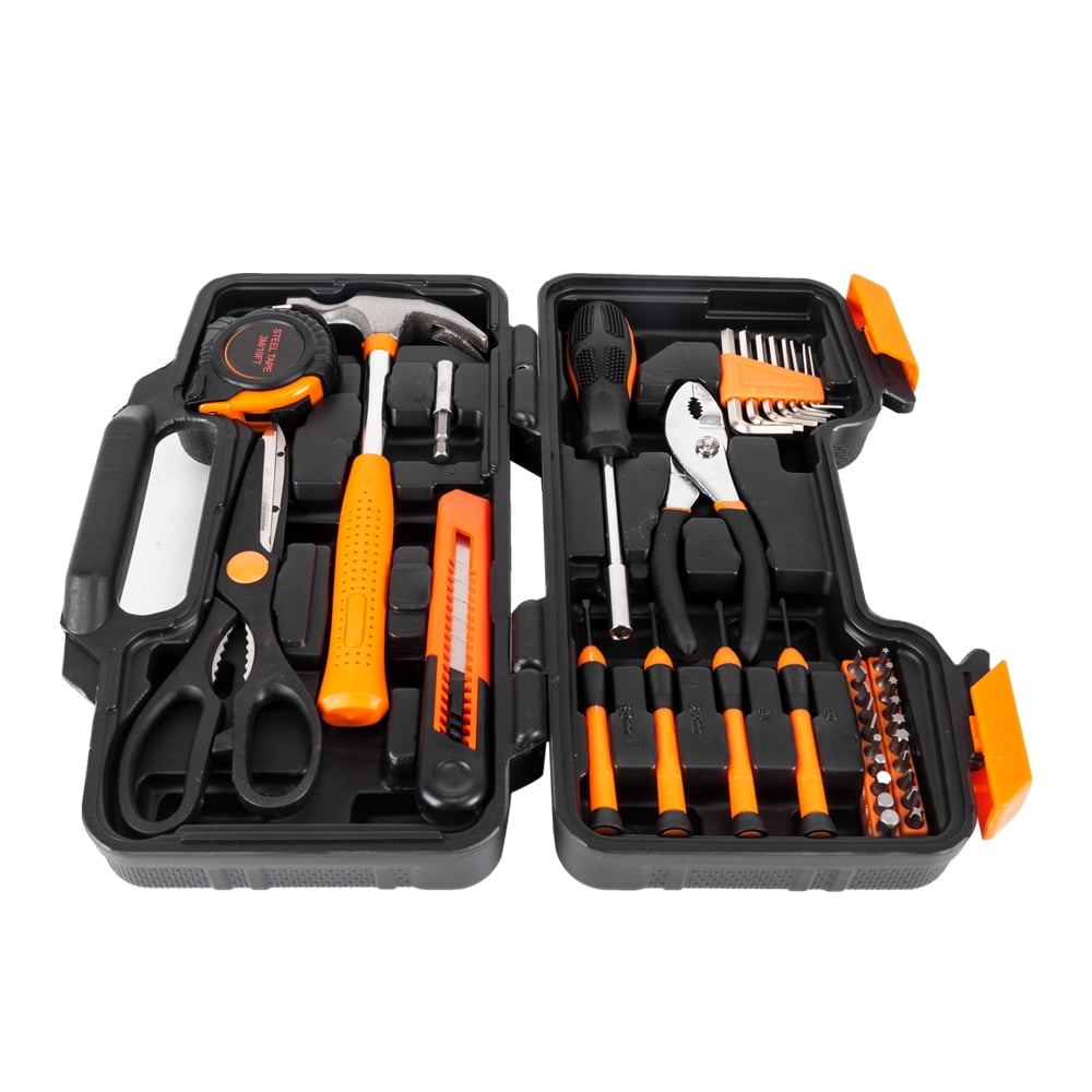UBesGoo 39 Piece Precision Tool Set Kit, General Household Hand Tool Kit, Women Ladies Girls Female Hammer Pliers Scissors, with Storage Case, Orange