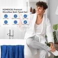 thumbnail image 3 of Juego de toallas de baño HOMEXCEL, 4 unidades, microfibra, 75 x 150 cm, color azul, 3 of 8