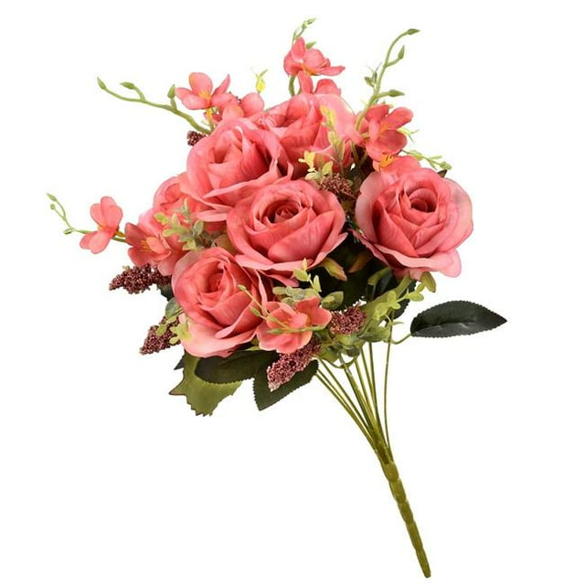 National Tree RAS-H18028PK-1 19 in. Pink Artificial Large Rose Flower Bouquet