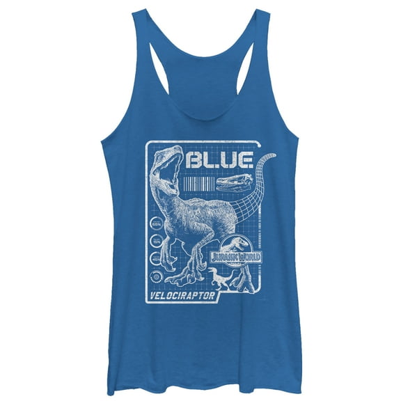 Women's Jurassic World: Fallen Kingdom Blue Details  Racerback Tank Top Royal Blue Heather Small