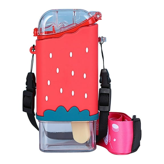 Kumdkd 1 Piece Ice Cream Water Bottles with Strap Drinking Purse Ice Bar Transparent Jug Cup Creative Kawaii Popsicle Cups for Camping Sports Shopping
