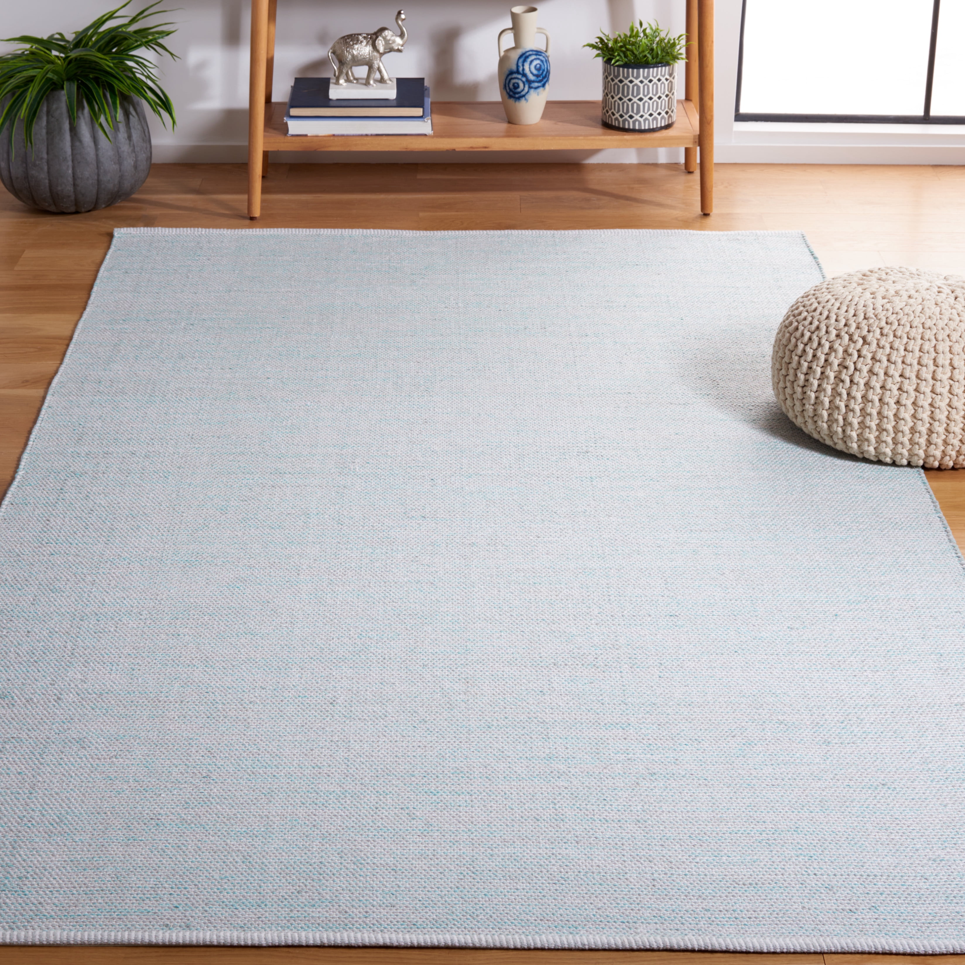 SAFAVIEH Montauk Cian Distressed Cotton Area Rug, Turquoise/Grey, 8' x 10'