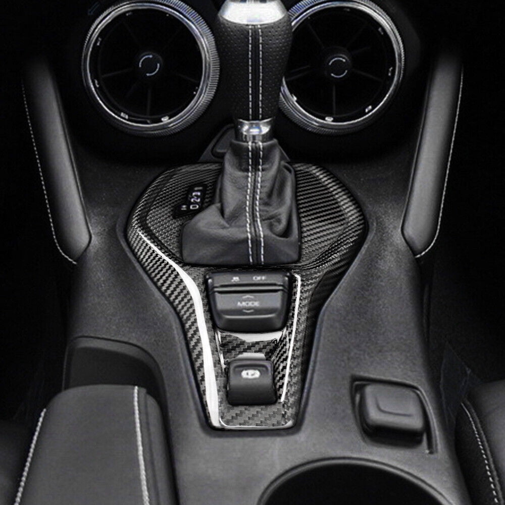 Nikauto Gear Shift Cover for Chevrolet Camaro, Real Hard Carbon Fiber Interior, Black, New