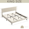 thumbnail image 2 of King Size Bed Platform Frame with Fabric Upholstered Headboard and Wooden Slats, No Box Spring Needed/Easy Assembly, Dark Beige, 2 of 6