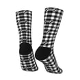 thumbnail image 3 of Goofa Anchor Black Tartan Plaid Printed Men's Crew Socks, Soft Durable Breathable Moisture-Wicking with Odor Control Cotton socks, 3 of 9