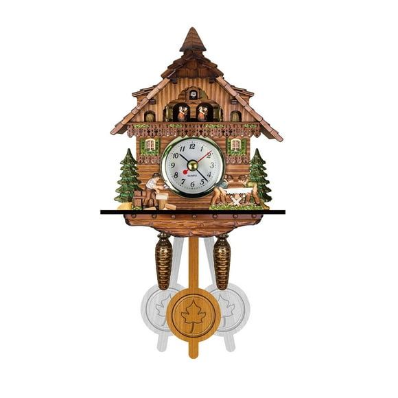 Binwennn Cooking Items for The Blind Wall Clock Chime Alarm Clock Retro Clock Wooden Living Room Clock
