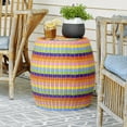 thumbnail image 3 of Household Essentials Handwoven Resin Barrel Side Table, Multicolor, 3 of 9