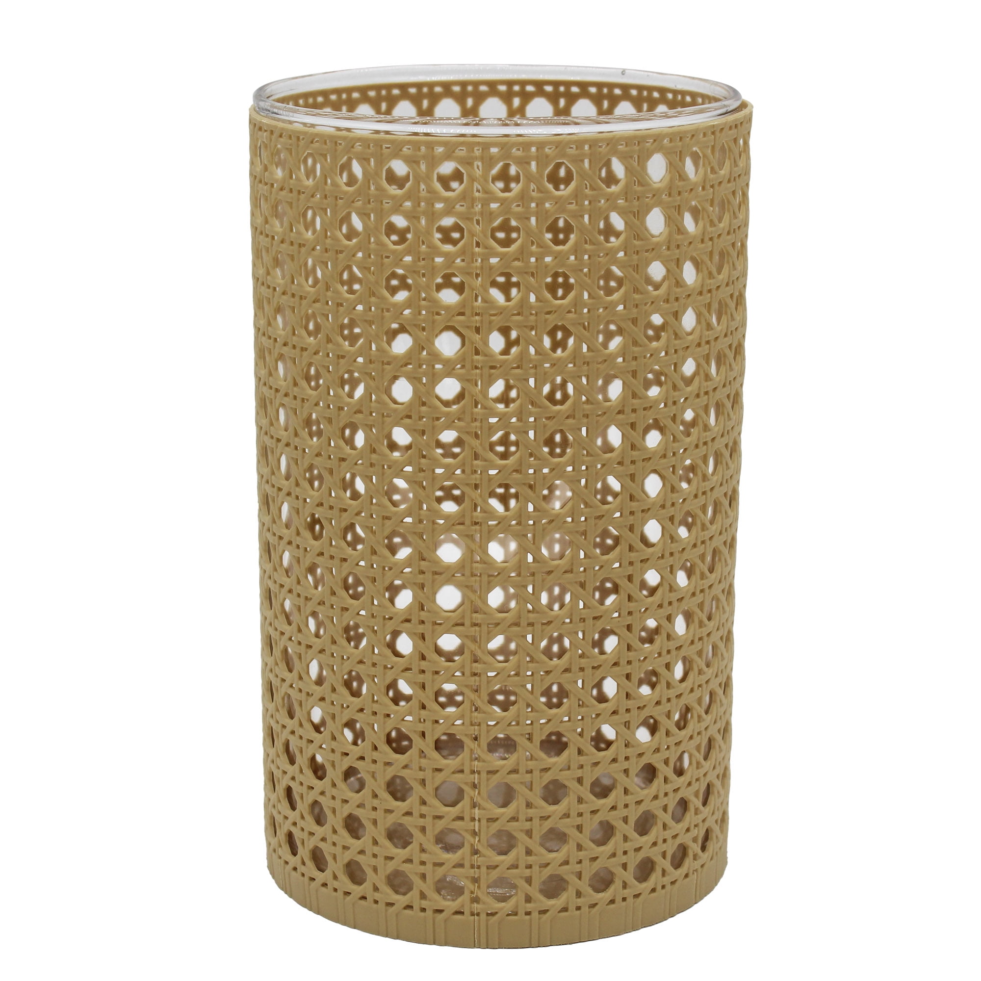(2 pack) Better Homes & Gardens Wrapped Rattan Glass Hurricane Candle Holder, 8", Medium