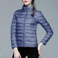 thumbnail image 5 of Tiqkatyck Womens Puffer Coat Women's Winter Warm Solid Color Stand Collar Hatless Ultra Light Down Jacket Puffer Jacket Womens Winter Jackets for Women Dark Blue L, 5 of 5